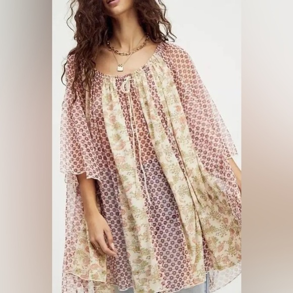 Free People Because I Love You Floral Tunic Top - Picture 2 of 9